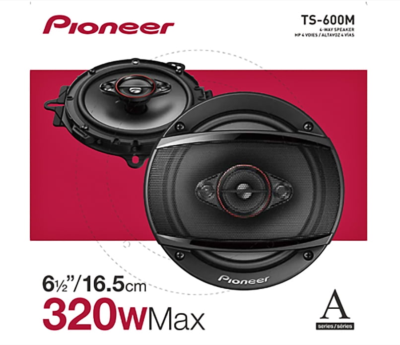 Pioneer TS-600M, 6-1/2" 4-way Coaxial Speakers, 320W Max Power | 11mm Tweeter and 11mm Super Tweeter and 1-5/8" Cone Midrange | Coaxial Speakers | (Sold in Pairs)