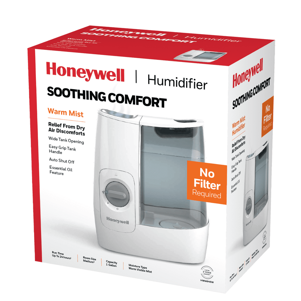 Honeywell 1 Gallon Filter Free Warm Mist Humidifier HWM845W, White