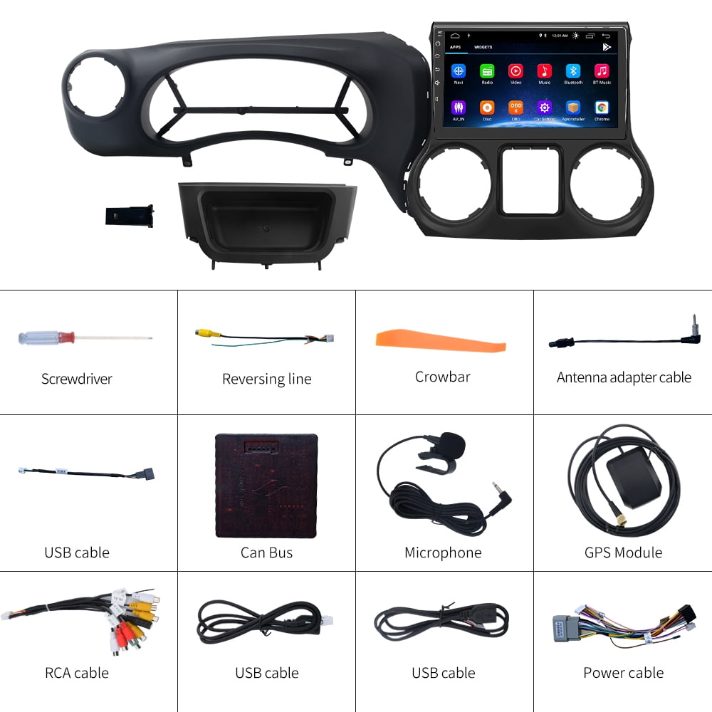 Awesafe Car Radio Stereo 10 inch Touch Screen 1GB+32GB Android 12 for Jeep Wrangler JK 2015-2016 Suppor Wifi Bluetooth GPS Navigation in-Dash Car Multimedia