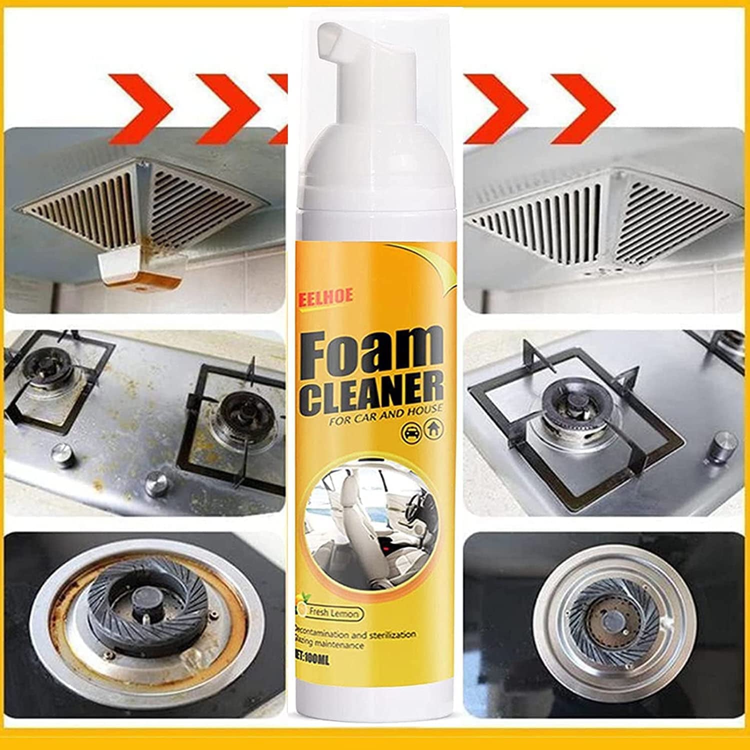 Car Magic Foam Cleaner, Foam Cleaner for Car, Foam Cleaner All Purpose, Neat Freakz Multi-Purpose Foam Cleaner, Powerful Stain Removal Kit (100ml, 3pcs)