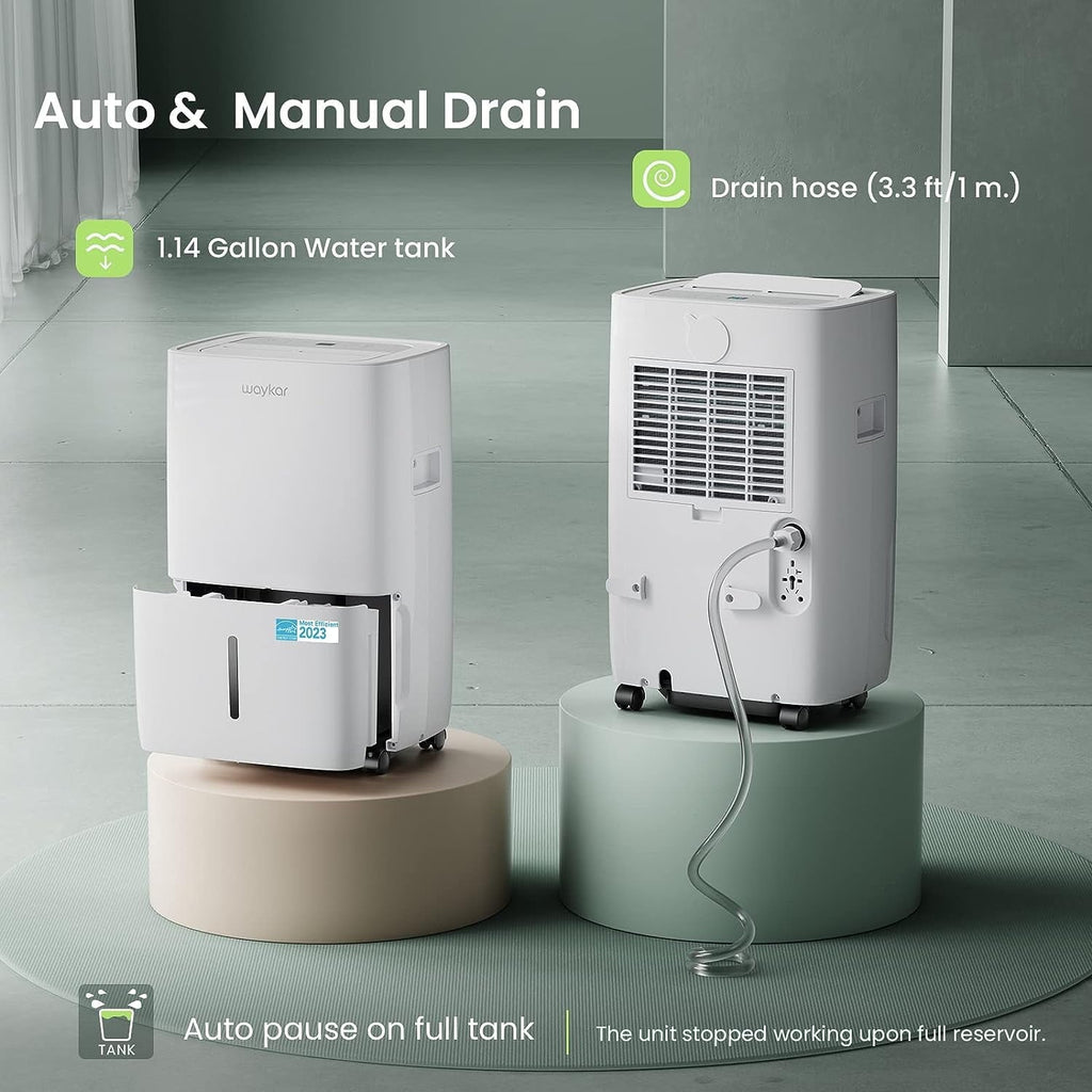 Waykar 80 Pints Dehumidifier, Energy Star Dehumidifier for Basements and Home, Dehumidifiers with Drain Hose, 1.14 Gallons Water Tank, Spaces up to 5,000 Sq. Ft