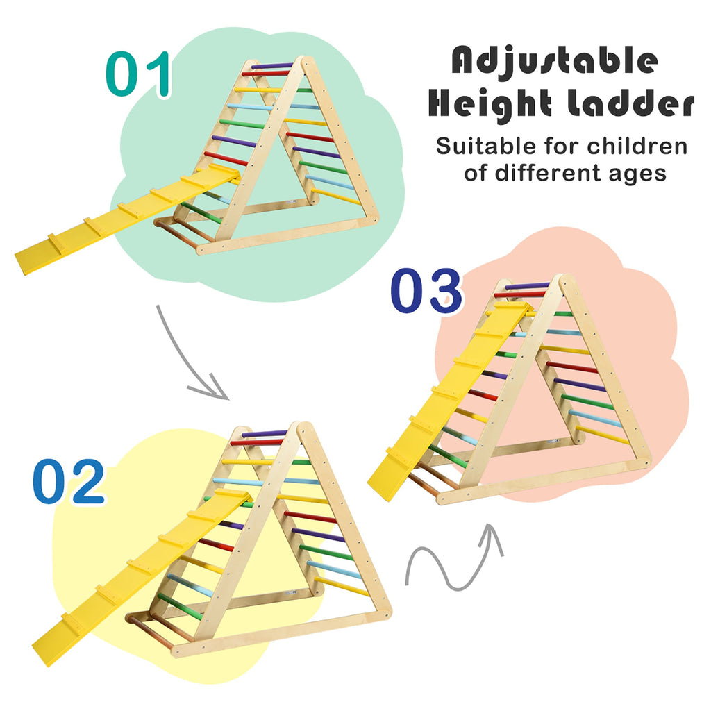 Costway Foldable Wooden Climbing Triangle Indoor Climber w/Ladder for Baby Toddler