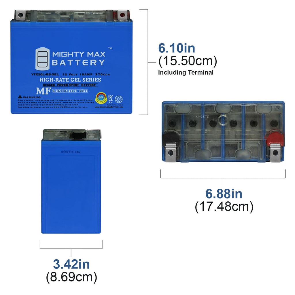 YTX20L-BS GEL Battery for Honda Gold Wing VTX1800 NRX1800 2001-2008