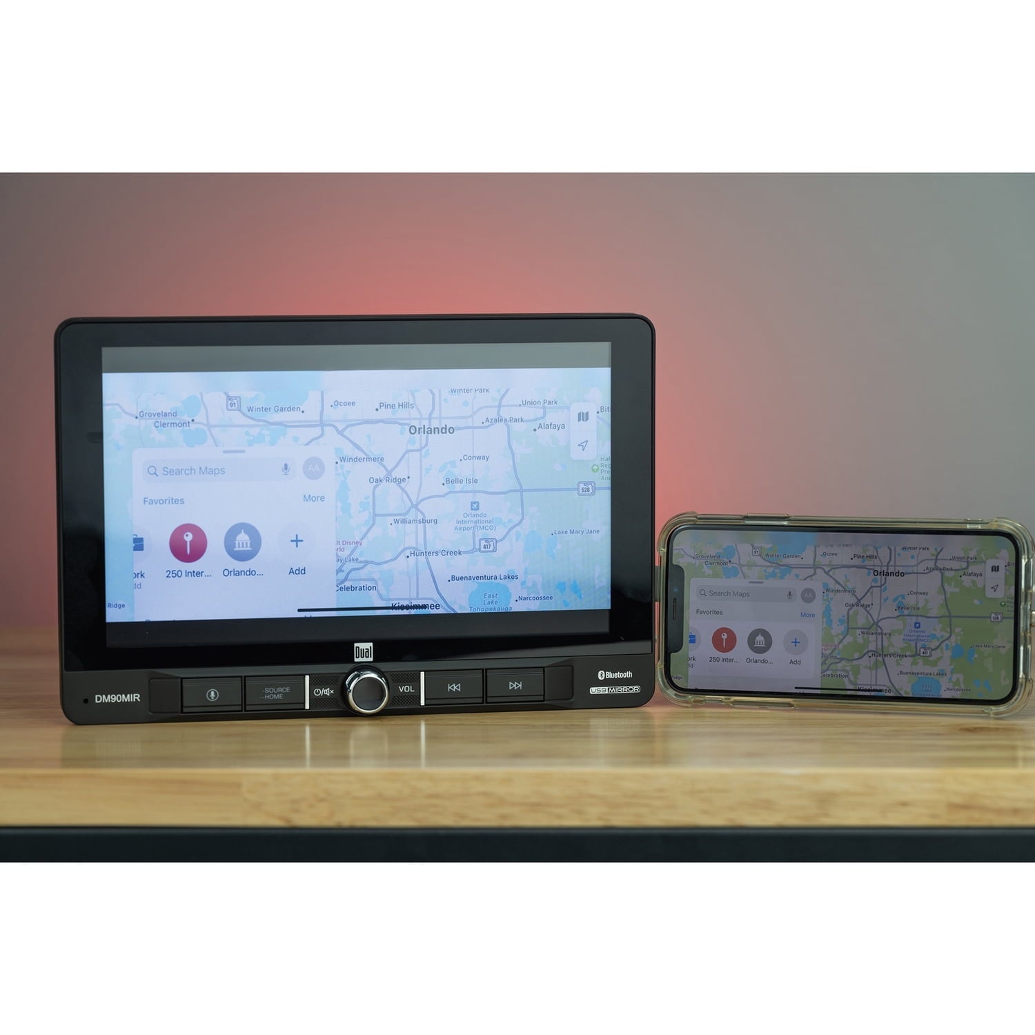 Dual DM90MIR DM90MIR 9-In. Single-DIN Digital Media Receiver with Bluetooth and USB Screen Mirroring