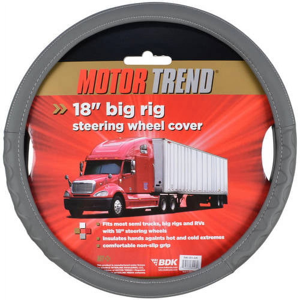 BDK Motor Trend Big Rig Car Steering Wheel Cover, Truck Trailer 18" Wheel, Black Beige Gray