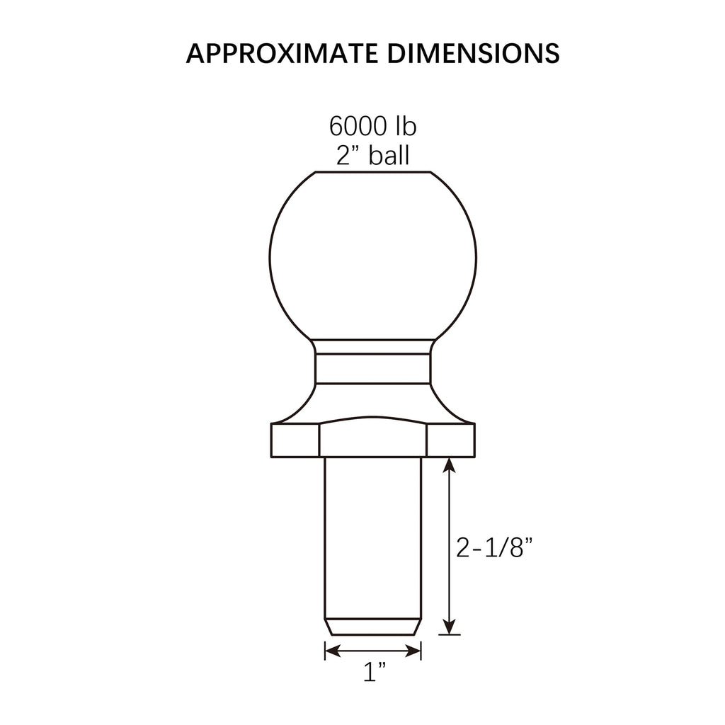 HyperTough 2 inch Chrome Hitch Ball, 6000 lbs GTW