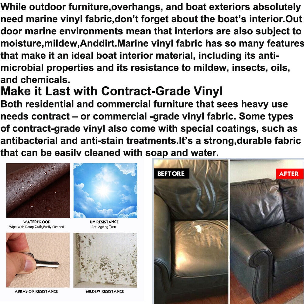 Car &Marine Vinyl Faux Leather Upholstery Black/Gray Repair in/Patch Up Seat Shole Shedding 54"Width