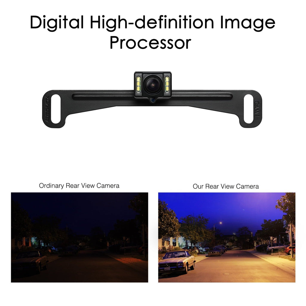 Auto-Vox Backup Camera Rear View Mirror Monitor Camera with LED light Super Night Reverse Camera for Truck (T2)