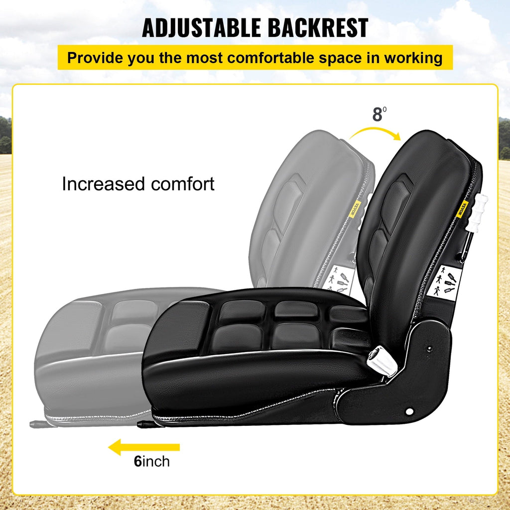 VEVOR Universal Vinyl Forklift Seat with Safety Switch & 3 Stage Weight Adjustment, Suspension Seat Fits TOYOTA