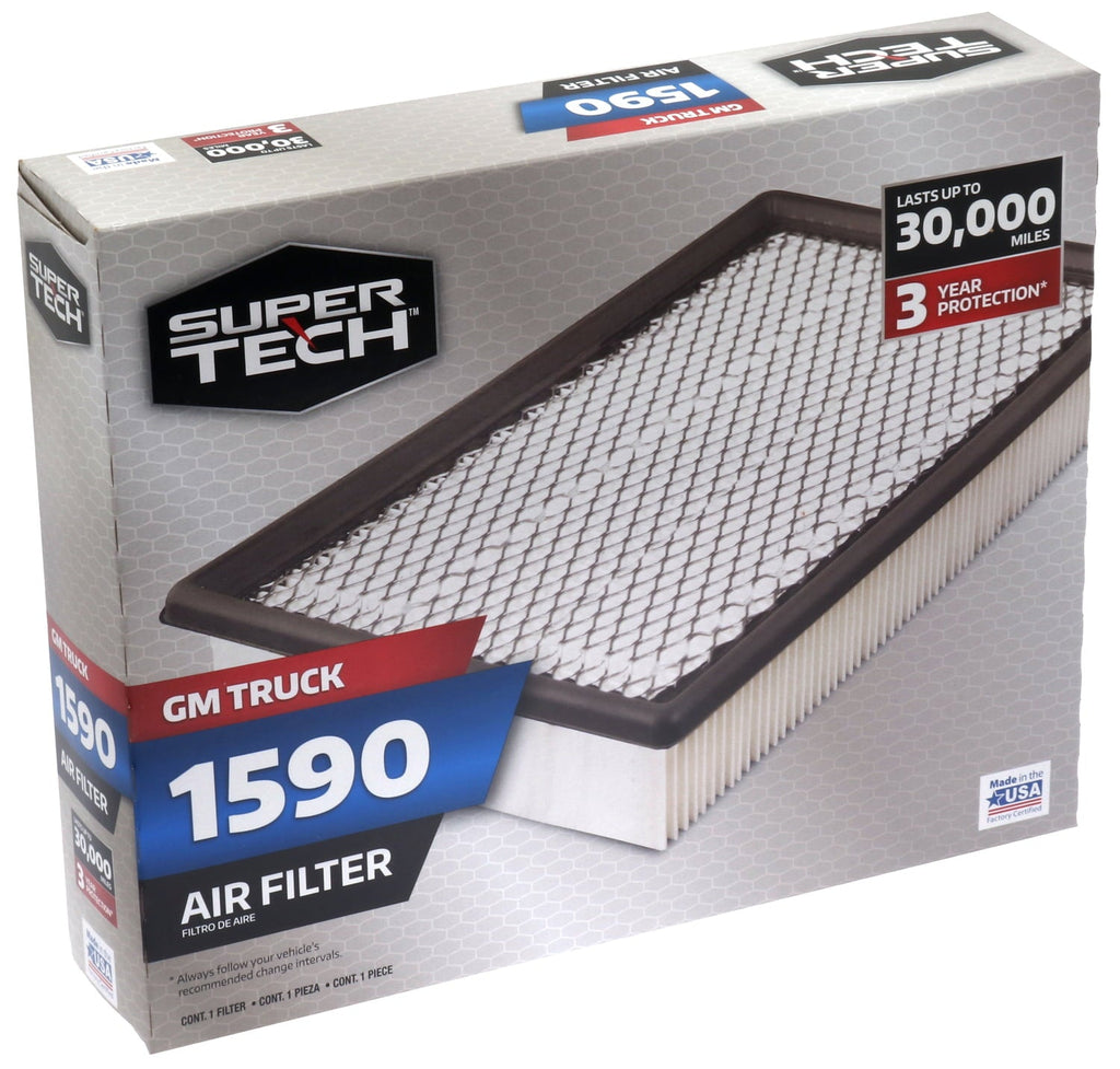Super Tech 1590 Engine Air Filter, Replacement for GM Truck Fits select: 1999-2019 CHEVROLET SILVERADO, 2000-2018 CHEVROLET TAHOE