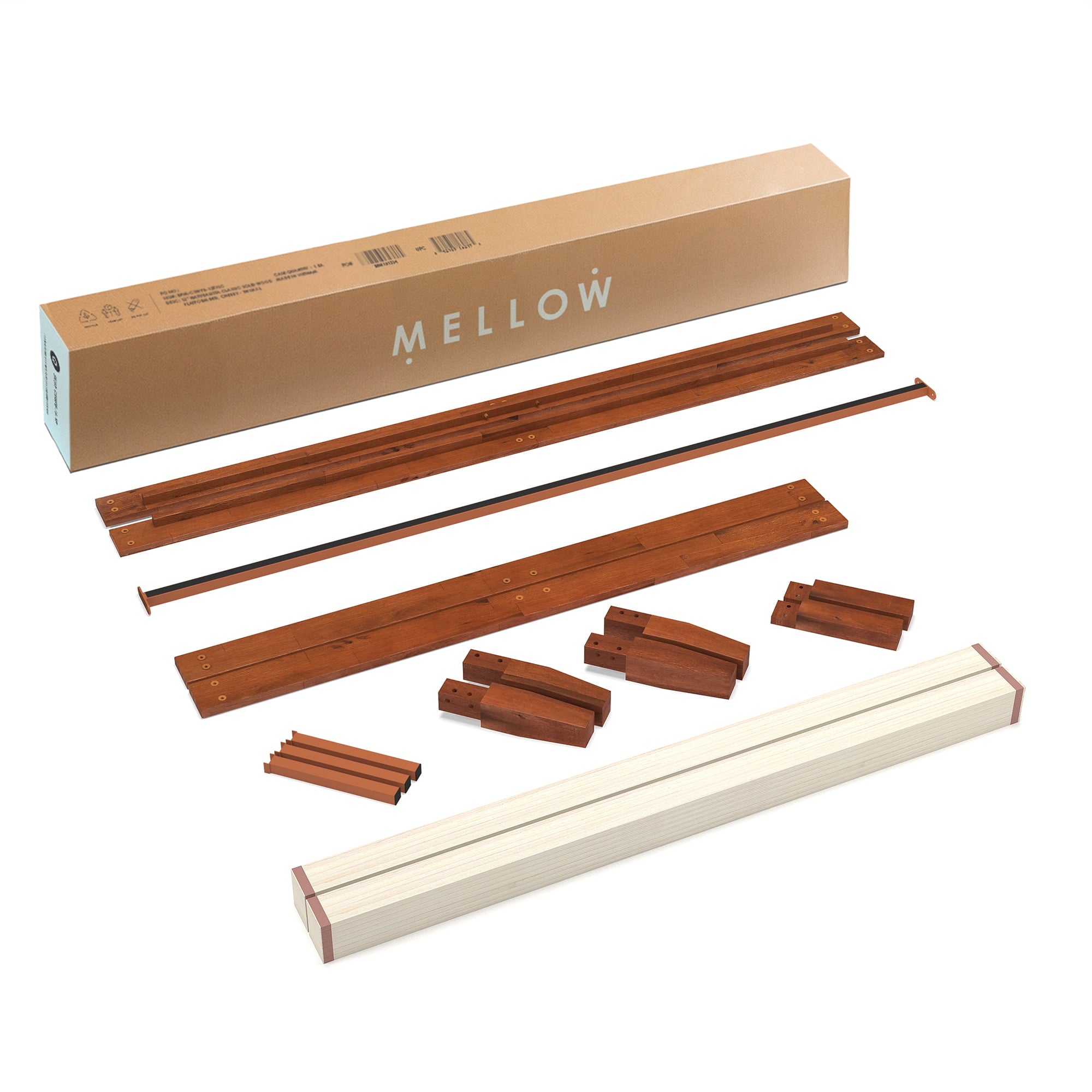Mellow Naturalista Classic 12" Solid Wood Platform Bed with Wooden Slats, Queen, Cherry