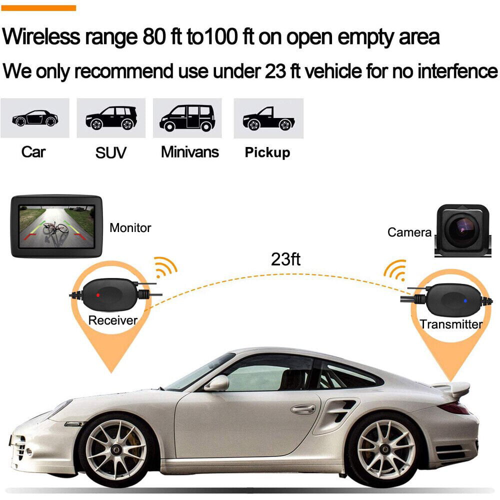 7" TFT LCD Monitor, Wireless Rear View Cams 2.4G Extra Long Range Signal Waterproof Backup Camera with Night Vision Reverse Camera, Vehicle Backup Cameras Kit for Car Truck