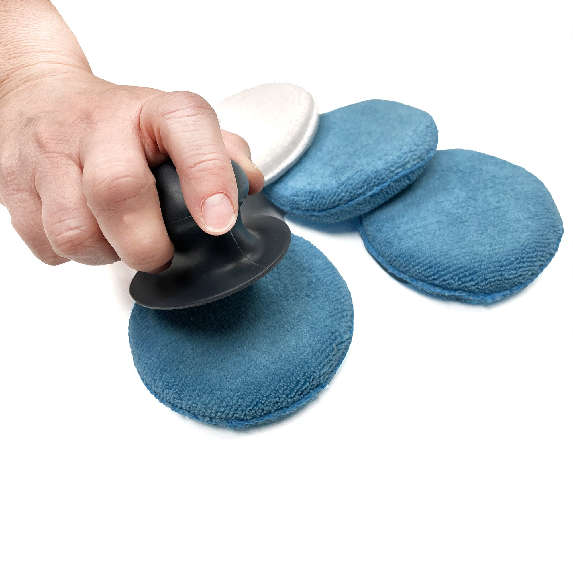 Auto Drive Microfiber Car Wax. Applicator Pads with Gripper Handle, Pack of 5