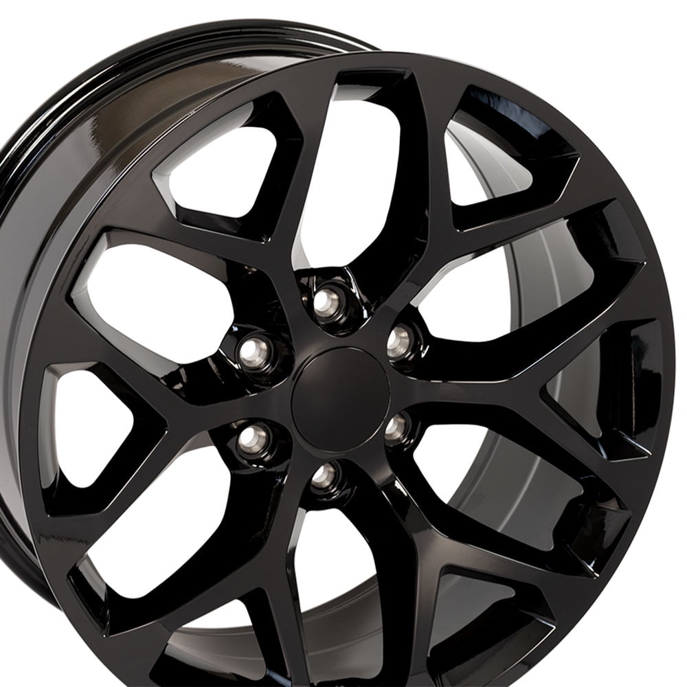 20" Replica Wheel CV98B Snowflake Fits Chevy Silverado Tahoe Rim 20x9 Black Wheel