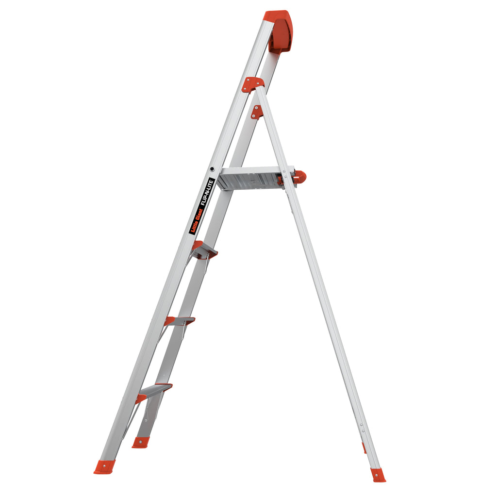 Little Giant Ladder Systems Flip-N-Lite 6' Aluminum, Platform 4 Step Ladder, 300 lbs Rated, Type 1A