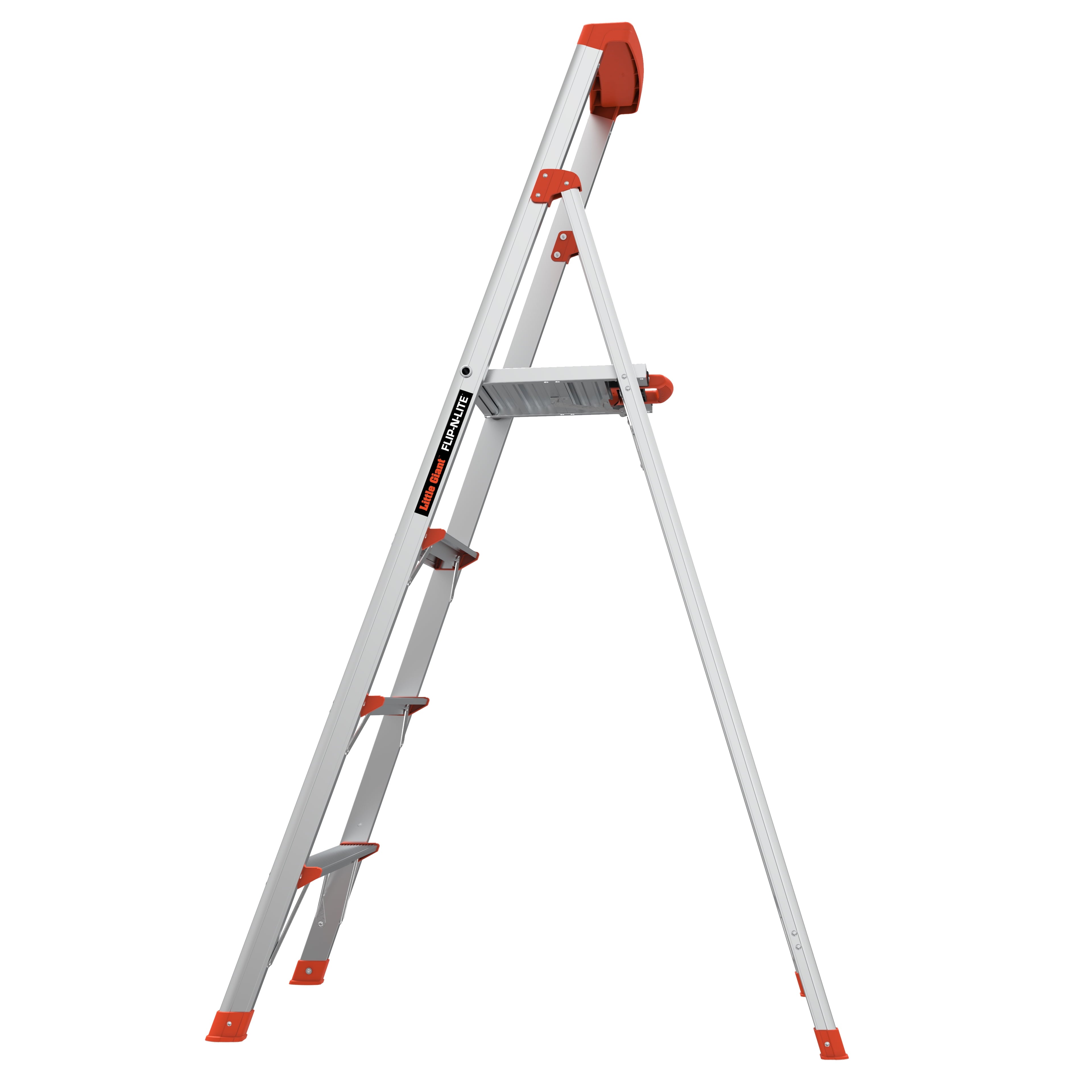 Little Giant Ladder Systems Flip-N-Lite 6' Aluminum, Platform 4 Step Ladder, 300 lbs Rated, Type 1A