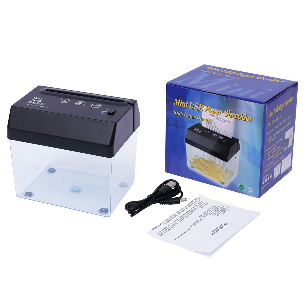 Loyalheartdy Desktop Paper Strip-Cut Small Mini USB Shredder for Home Office