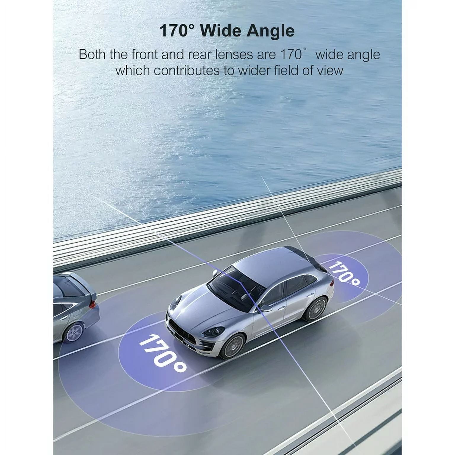 Dash Cam Front Rear, 1080P Dash Camera for Cars, 3” IPS Screen, External GPS Supported, 170°Wide Angle
