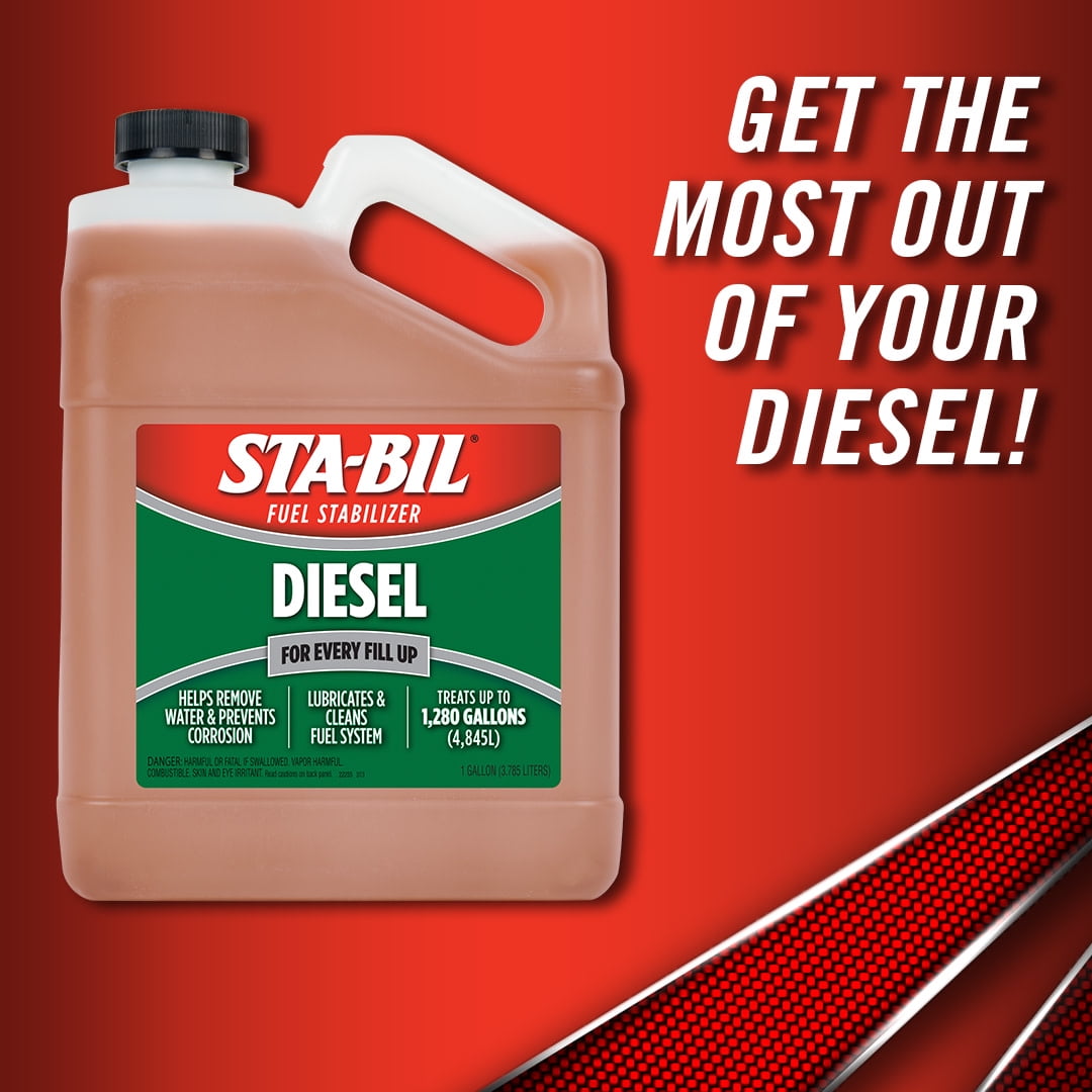 STA-BIL (22255) Diesel Fuel Stabilizer And Performance Improver - Keeps Diesel Fuel Fresh For Up To 12 Months - Lubricates And Cleans The Fuel System - Treats 1,280 Gallons, 1 Gallon, 128 Fl. oz.