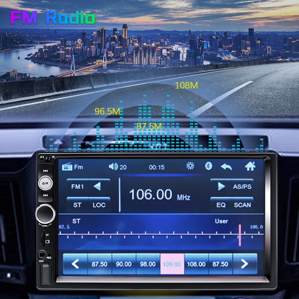 Podofo 12V Universal Double 2 Din 7" Car Stereo Radio with Bluetooth HD Touch Screen MP3 MP4 MP5 Car Multimedia Player SD USB FM Aux Mirror Link Function,with Backup Camera