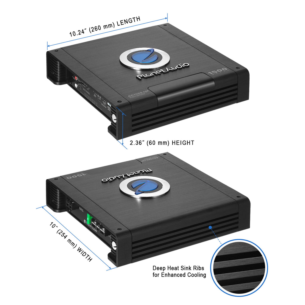 Planet Audio AC15001M 1500 Watt Monoblock A/B Car Audio Amplifier with Remote
