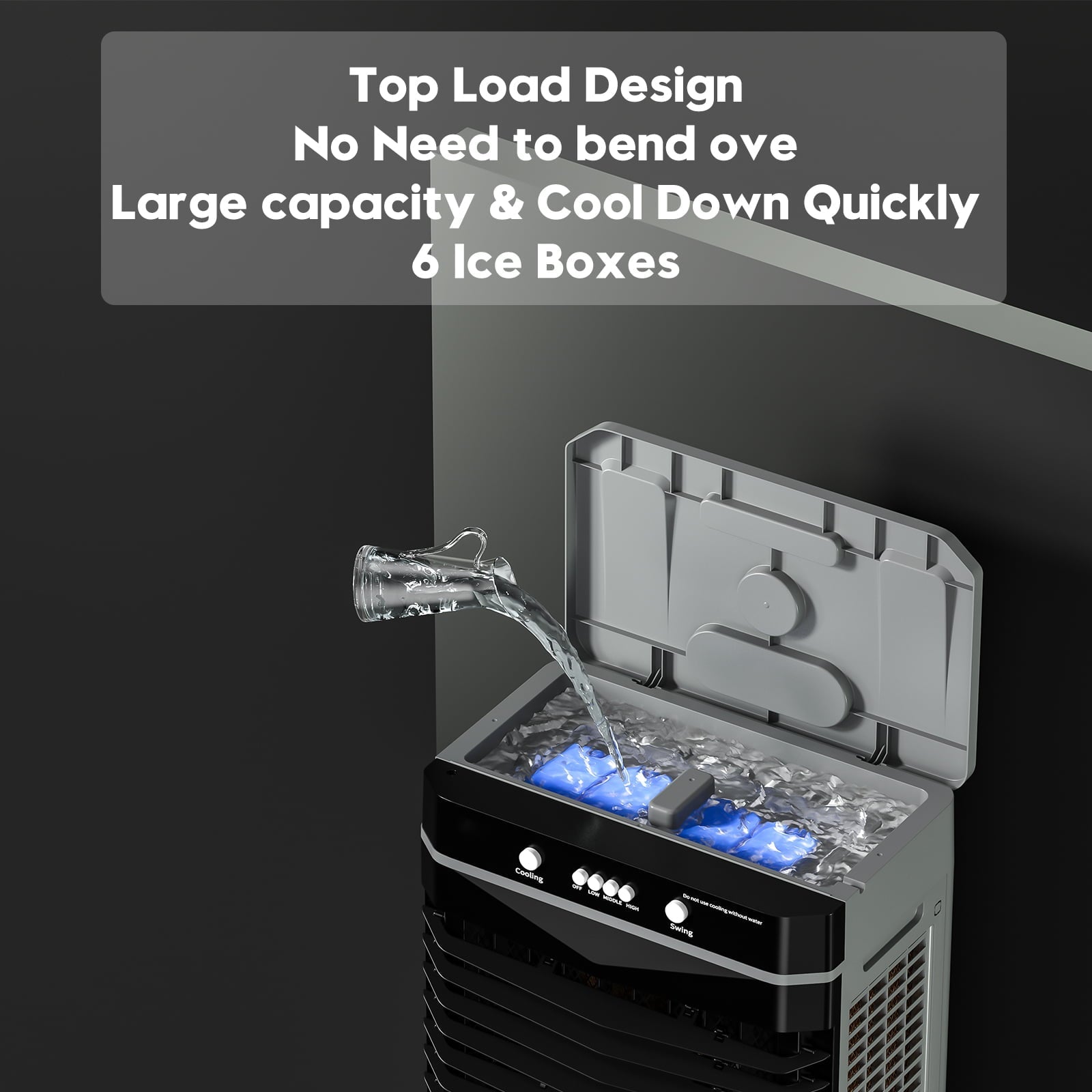 Auertech Portable Evaporative Air Cooler, 3 in 1 Swamp Cooler  with 6 Ice Boxes, Auto-Oscillation, 8.3Gal Water Tank