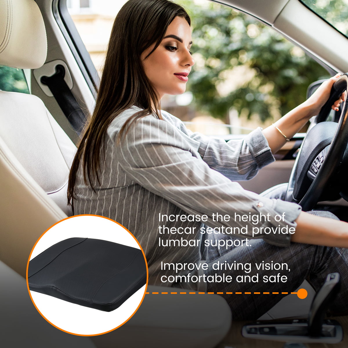 ELUTO High-Density Memory Foam Seat Cushion, Ergonomic Design for Office, Car, & Home Use with Waterproof & Non-Slip Features (Black)