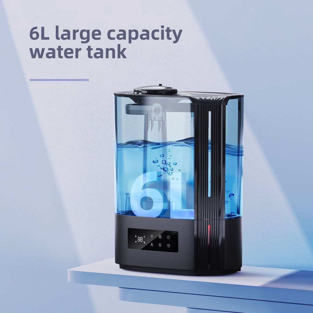 ALROCKET 6L Humidifier, Cool Mist Humidifiers for Bedroom Large Room Home,Top Fill, Smart Humidity Control,Oil Diffuser,Timer, Black