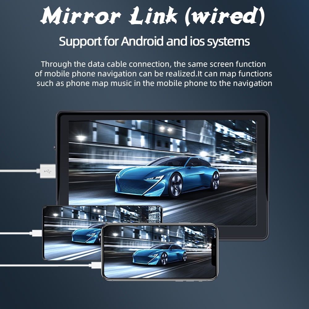 [2023 Newest] Polarlander Portable Wireless Apple Carplay & Android Auto with Steering Wheel Control, 7 inch IPS Touchscreen Car Stereo, Bluetooth Handsfree, WiFi, AirPlay, Dash Windshield Mounted