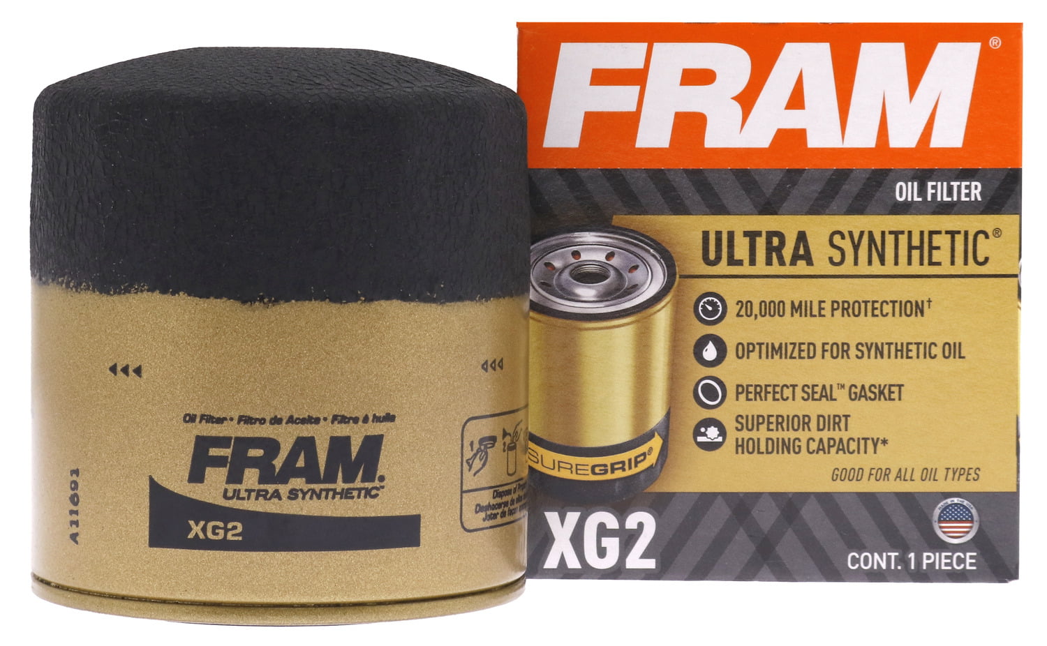 FRAM Ultra Synthetic Oil Filter, XG2 Fits select: 1993-2014 FORD F150, 2008-2012 DODGE RAM 1500