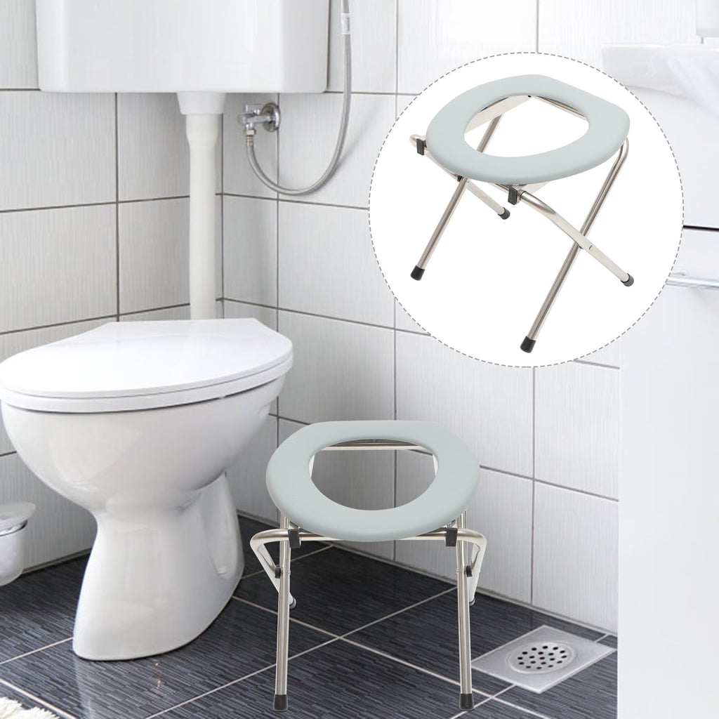 NUOLUX 1PC Foldable Bathroom Toilet Chair Portable Toilet Stool Potty Chair for The Old