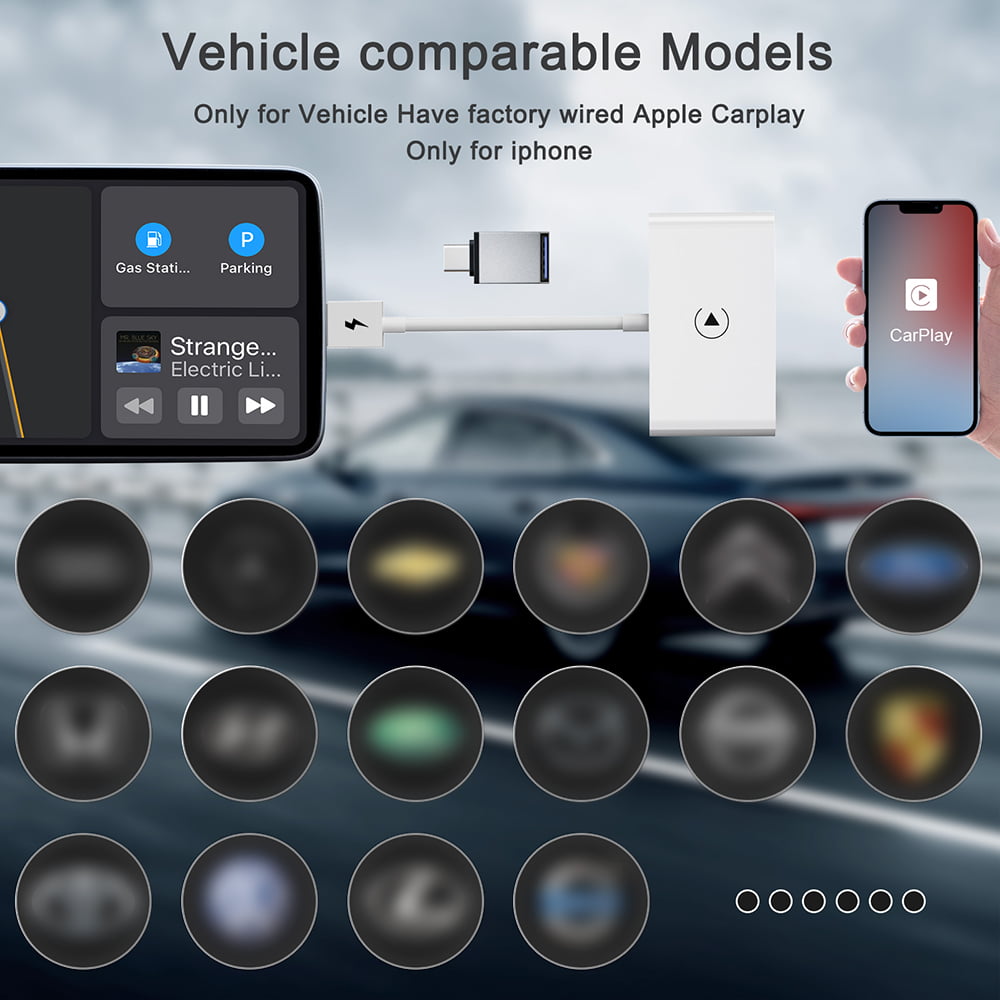 Virwir Wireless Apple Carplay Adapter, For Iphone Factory Wired Apple CarPlay Car Plug-and-Play (Please Check If It Fits Your Car Before Buying!!!!)