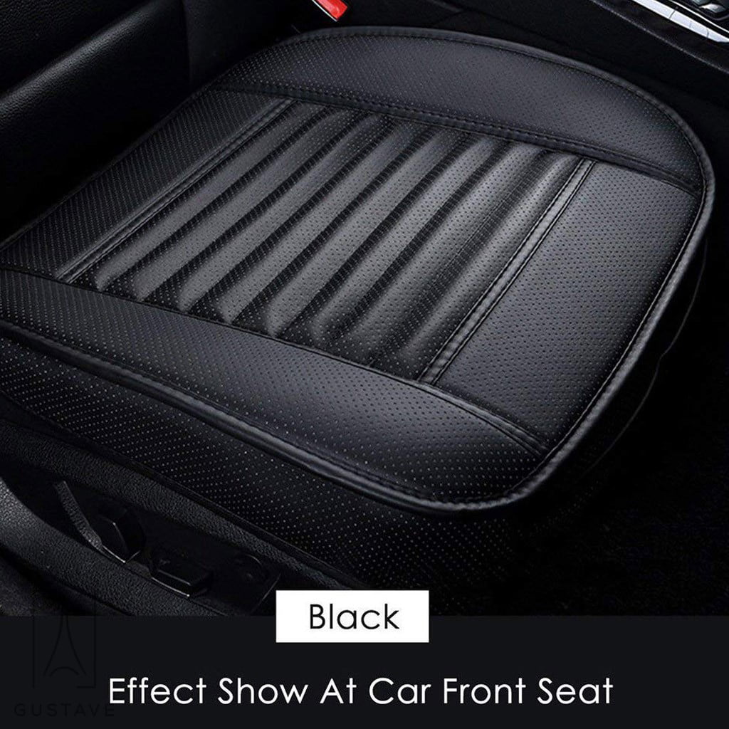 Gustave Universal Car Seat Cushion, Breathable Car Front Seat Pad with PU Leather Bamboo Charcoal Car Seat Protector for Auto Supplies Office Chair "Black"