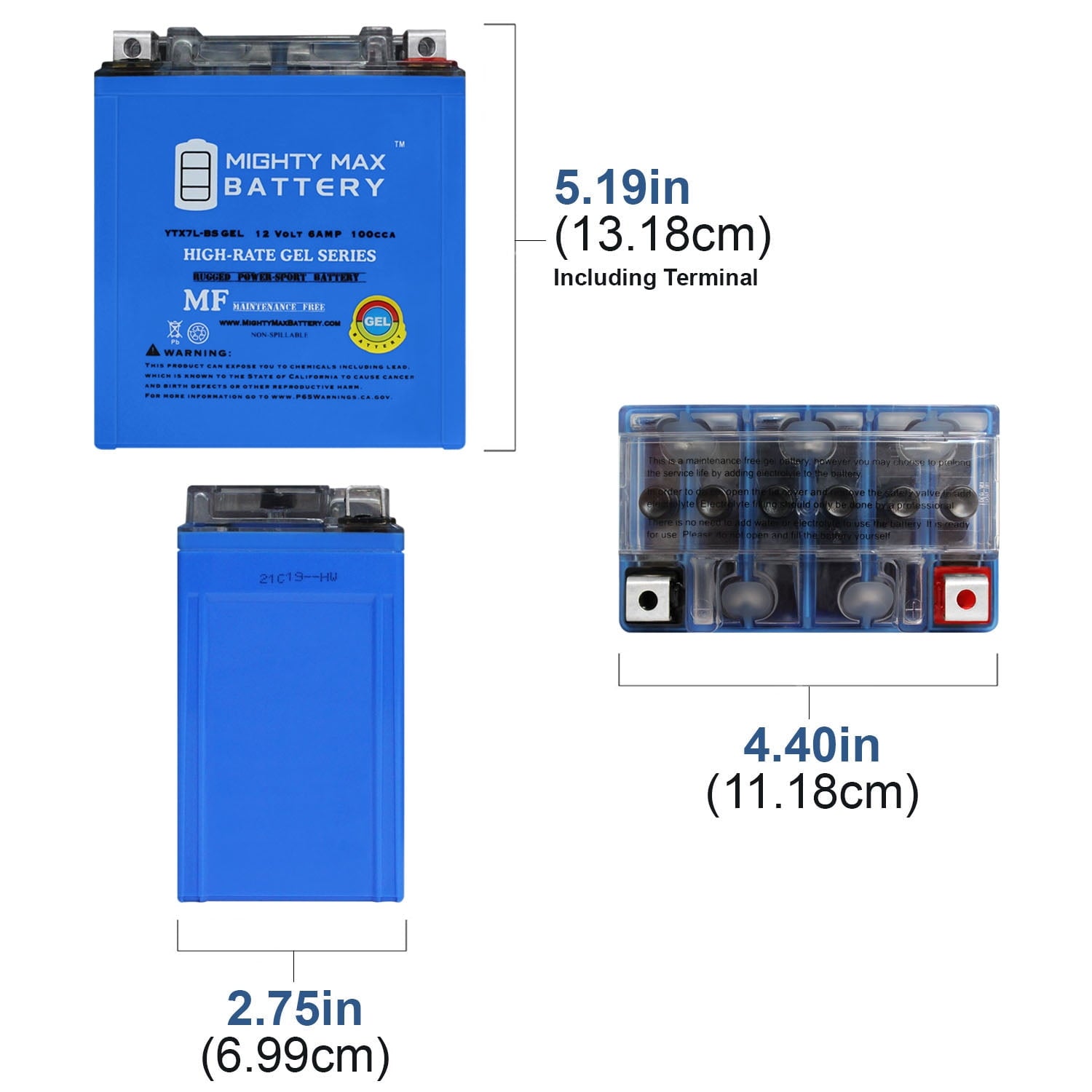 12V 6AH 100CCA Battery for Dirt Bike Quads ATV Scooter