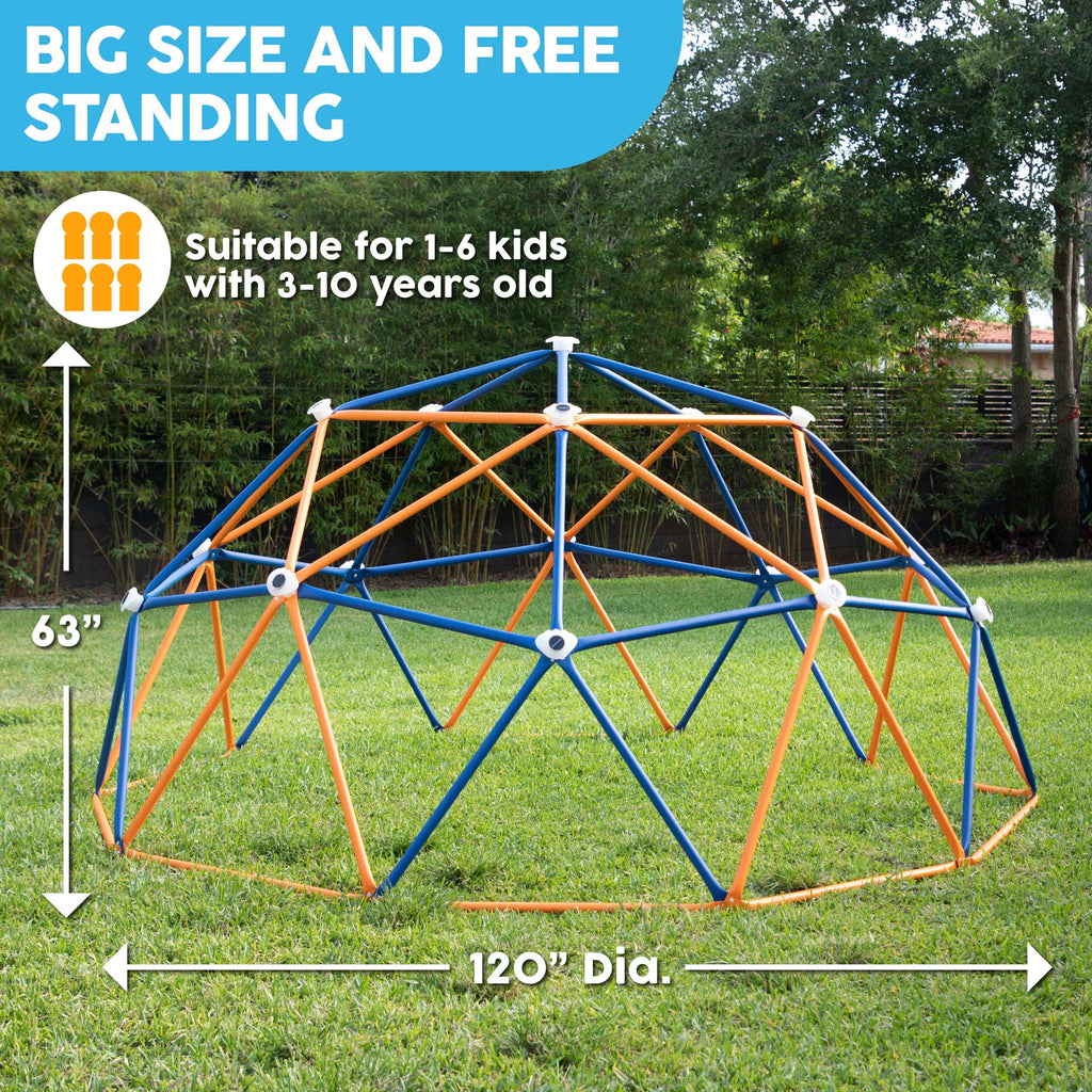 Big Sky 10’ Dome Climber Jungle Gym for Outdoor or Indoor Use with 16 Solar LED Lights and 16 Climbing Grips
