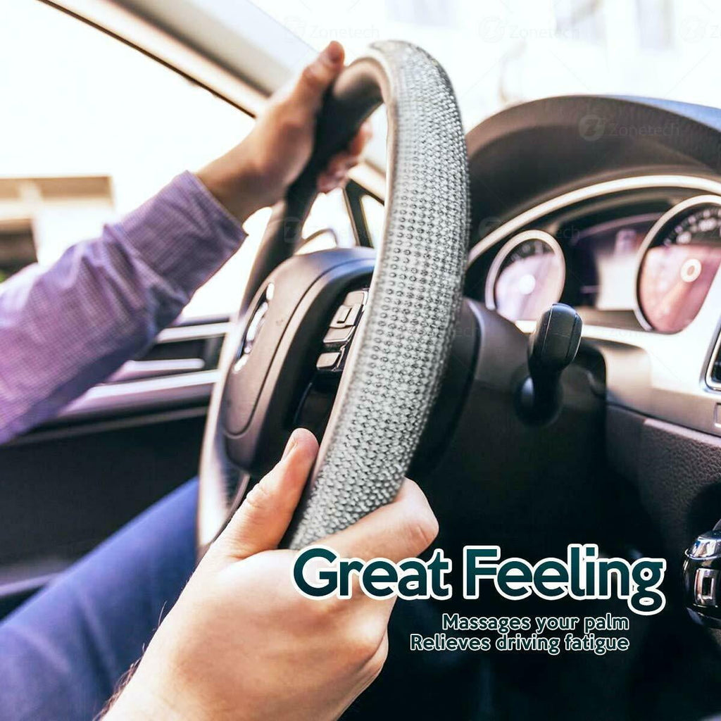 Bling Car Accessories Set, Bling Steering Wheel Cover for Women Universal Fit 15 Inch, Bling License Plate Frame for Women