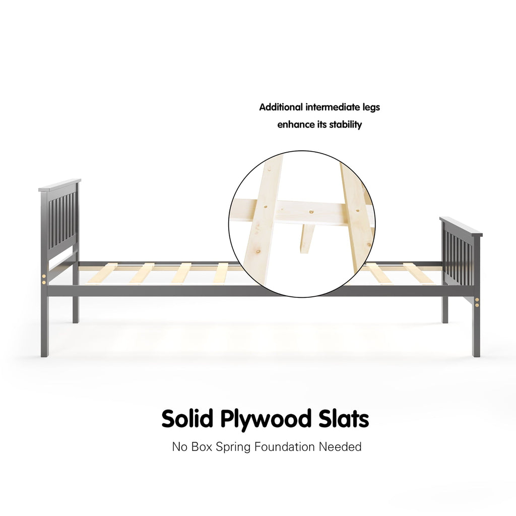 Costway Twin Wood Platform Bed with Headboard and Footboard Mattress Foundation