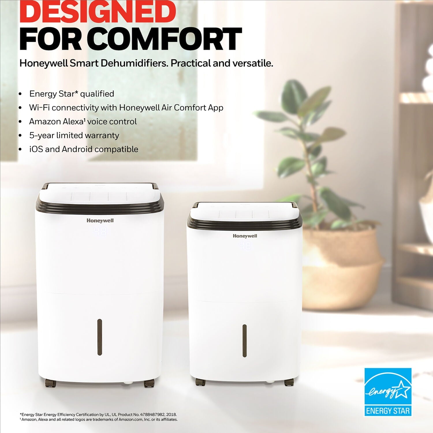 Honeywell 70 Pint Energy Star Dehumidifier Up to 4000 Sq. Ft., TP70AWKNR