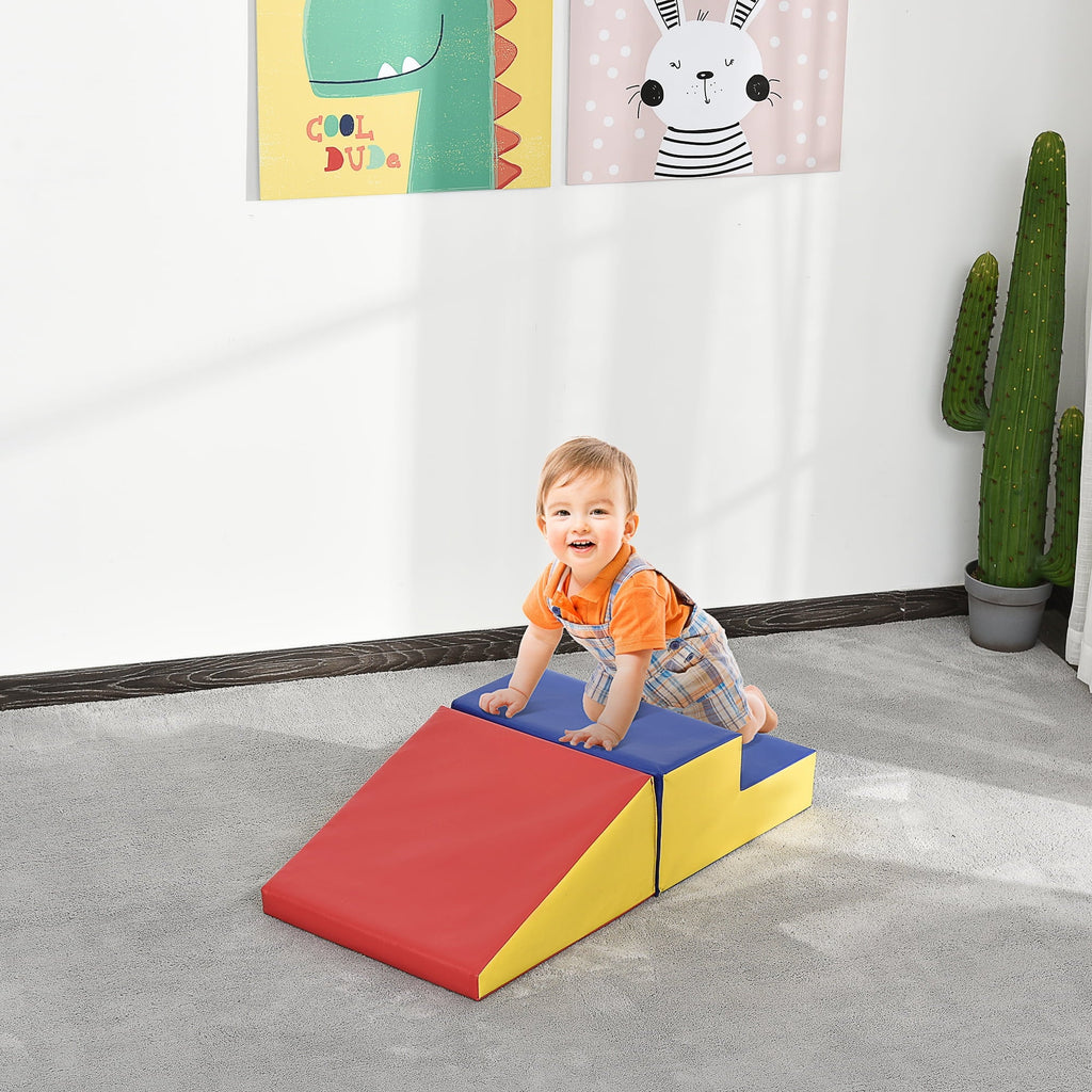 Soozier 2 Piece Climb and Crawl Activity Play Set Soft Secure Foam Playset for Toddler Preschooler Indoor Play Equipment Baby Learning Toys Multicolor