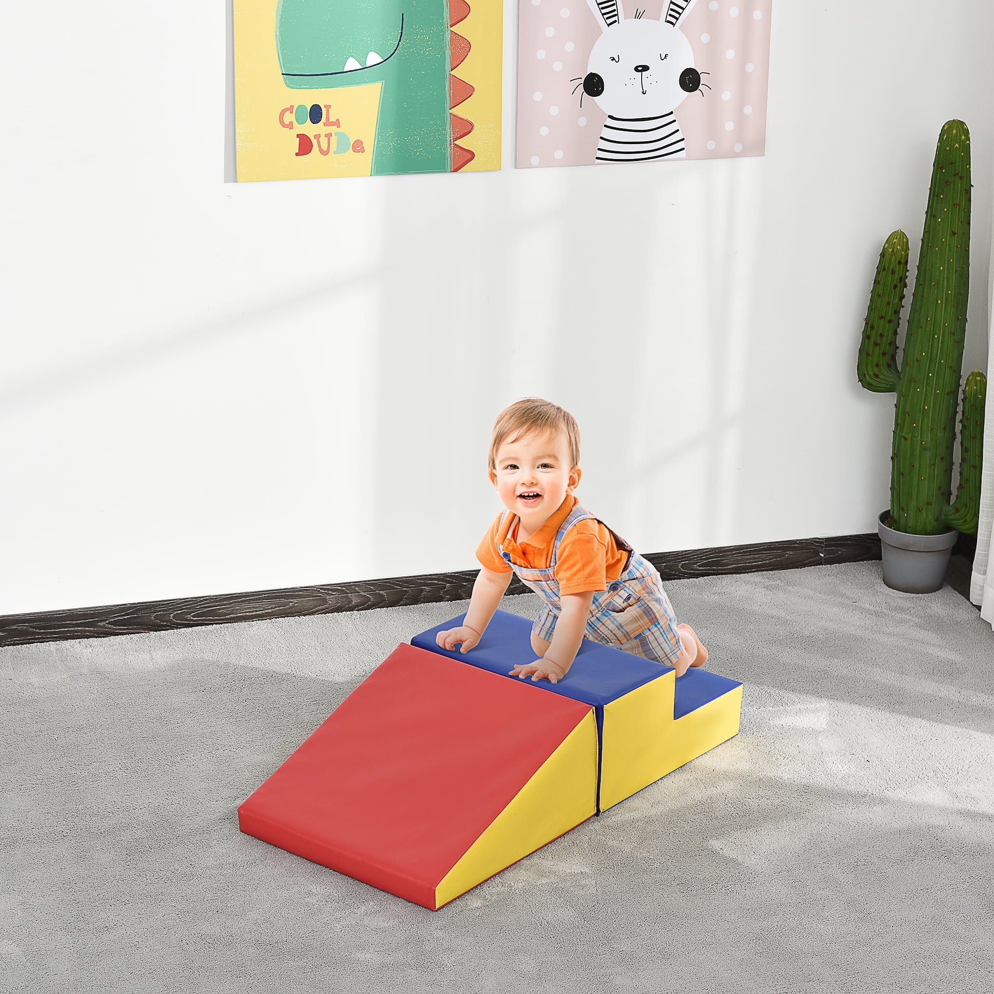 Soozier 2 Piece Climb and Crawl Activity Play Set Soft Secure Foam Playset for Toddler Preschooler Indoor Play Equipment Baby Learning Toys Multicolor