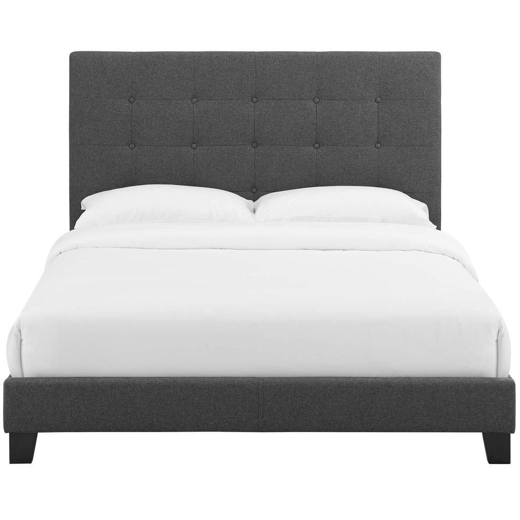 Modway Melanie Twin Tufted Button Upholstered Fabric Platform Bed in Gray