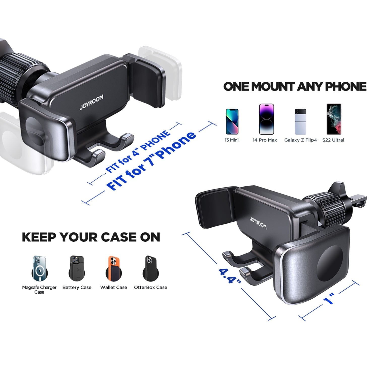 JOYROOM Car Phone Holder, Auto Gravity Air Vent Phone Holder Car Mount, Universal Cell Phone Mount for Car