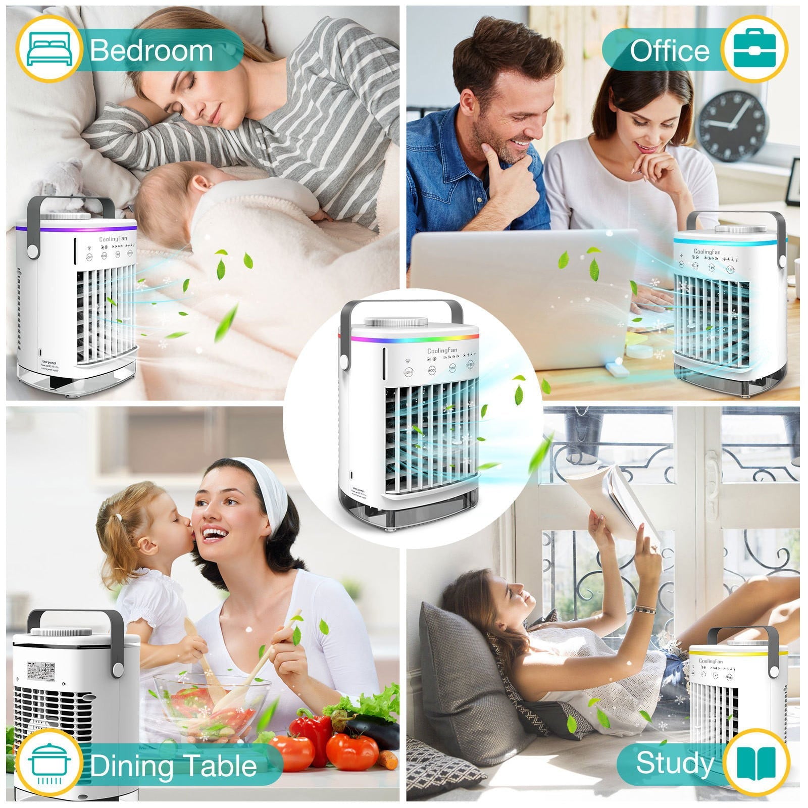 4 In 1 Portable Air Conditioner Fan Personal Space Air Cooler Fan Cooler Desk