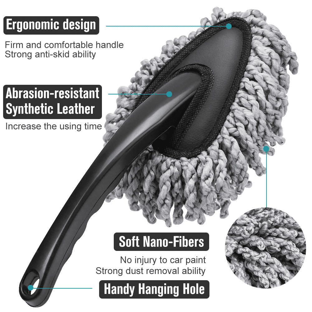 Multi-Functional Microfiber Car Duster Interior & Exterior Dash Dust Cleaner, Cleaning Detail Brush Dusting Washing Tool Kit for Car Home Kitchen Computer California Cleaning Products