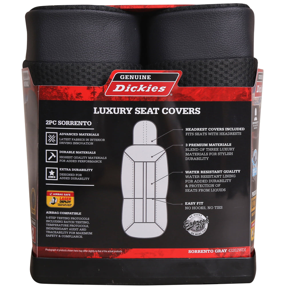 Genuine Dickies 2 Piece Sorrento Car Seat Covers, Gray