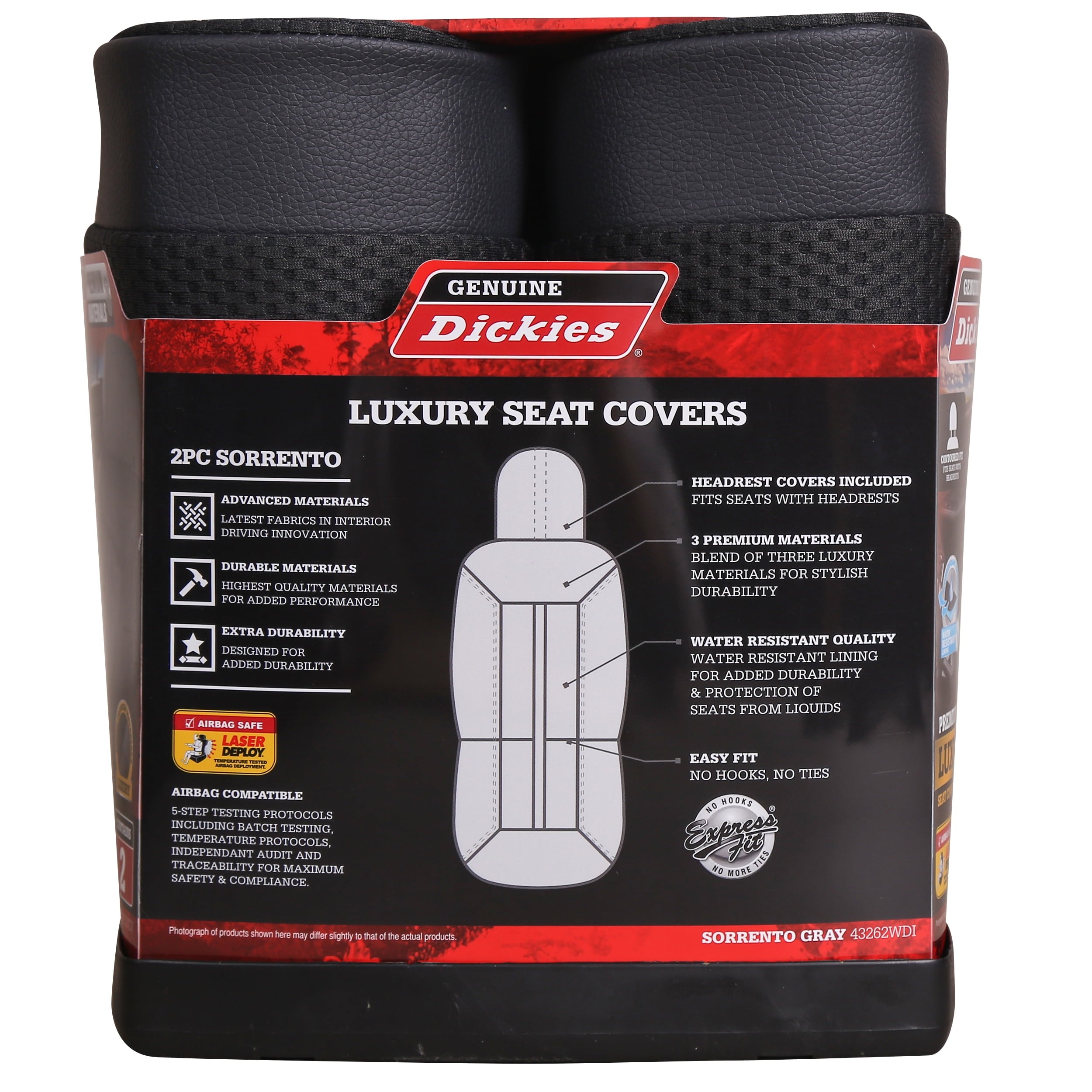 Genuine Dickies 2 Piece Sorrento Car Seat Covers, Gray