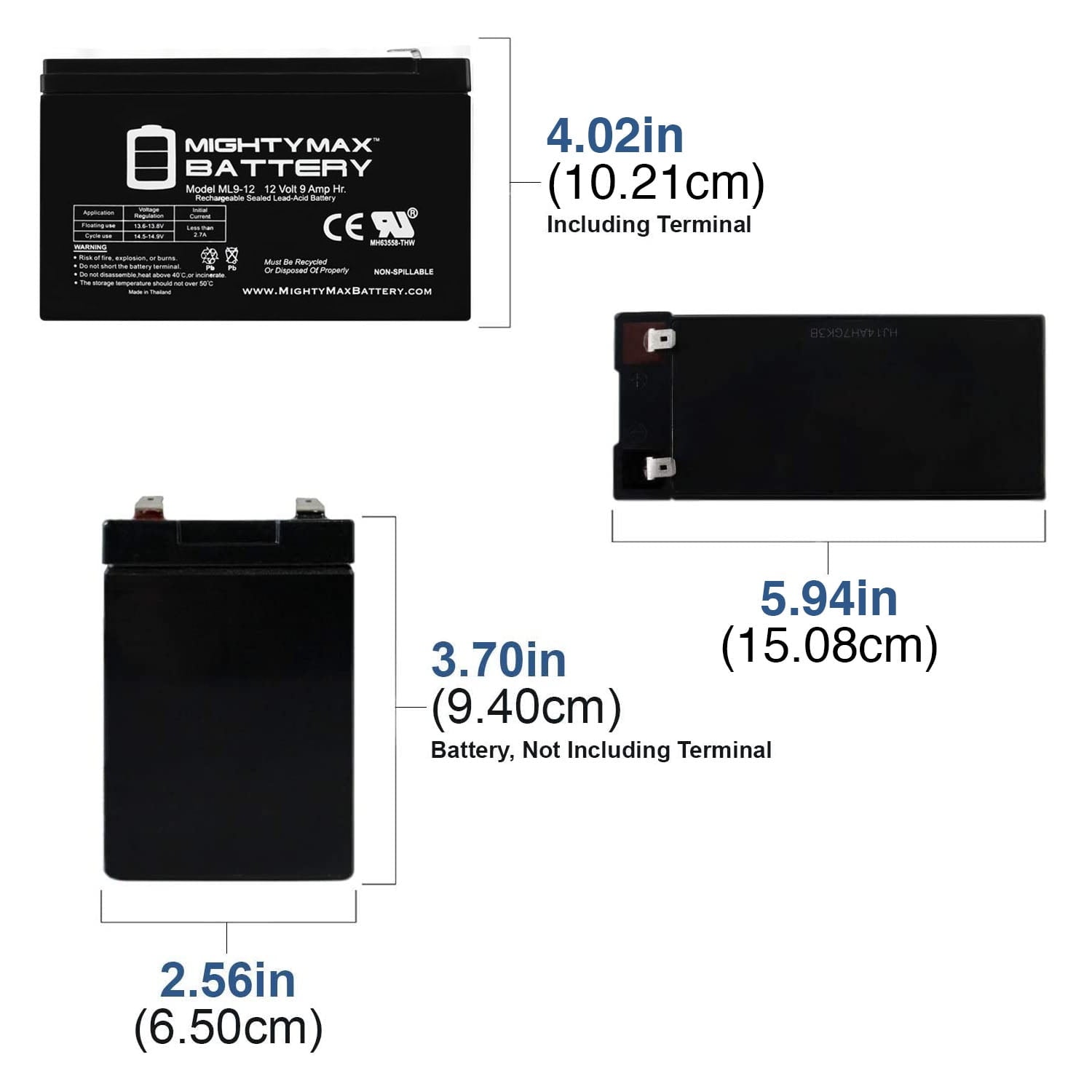 12V 9AH SLA Battery Replaces PE12V9 PX12090 UB1290