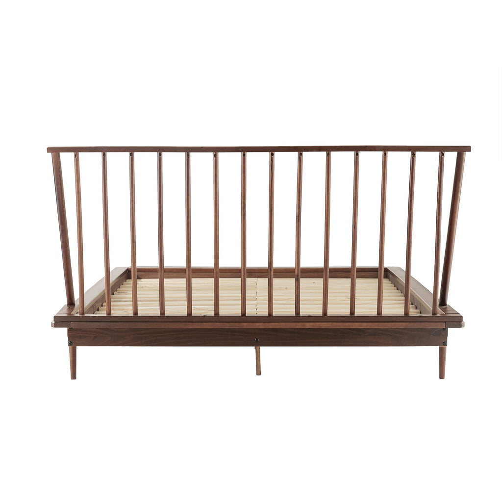 Walker Edison Modern Boho Queen Size Solid Wood Platform Bed, Walnut