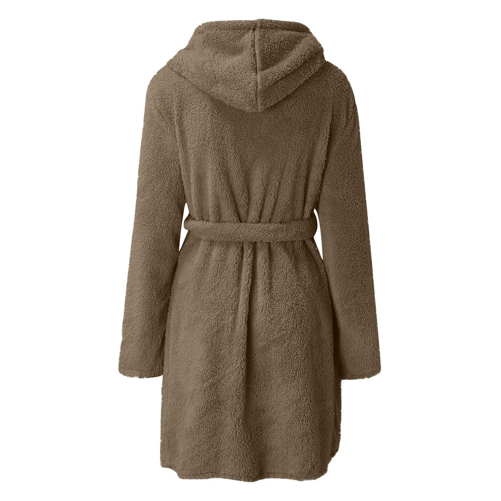 wo-fusoul Fall Fashion 2023 Deals! Bath Robes for Women Womens Plus Size Fleece Hooded Bathrobe Plush Short Robe with Pockets & Belts