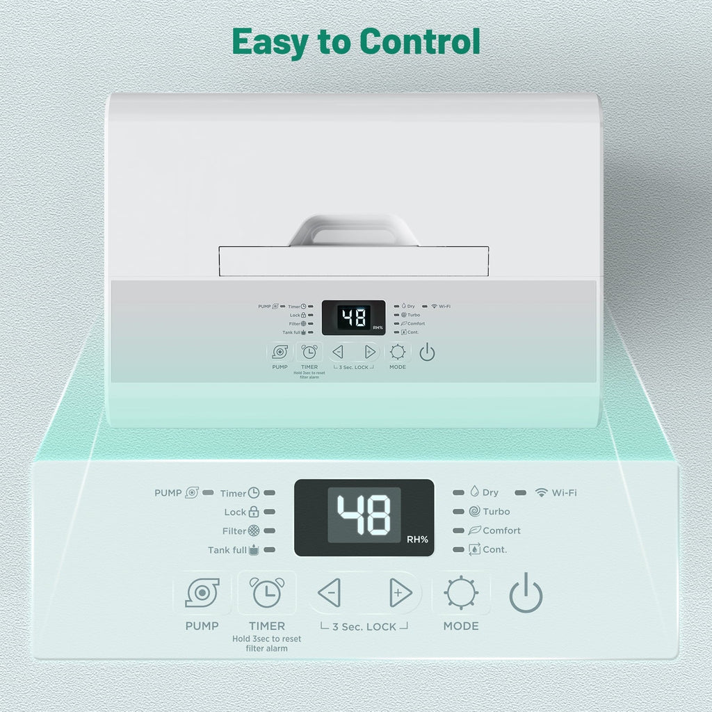 DuraComfort 50 Pints Dehumidifier for Bathroom Basement with Pump, up to 4500 Sq.ft, Energy Star, Wifi,White